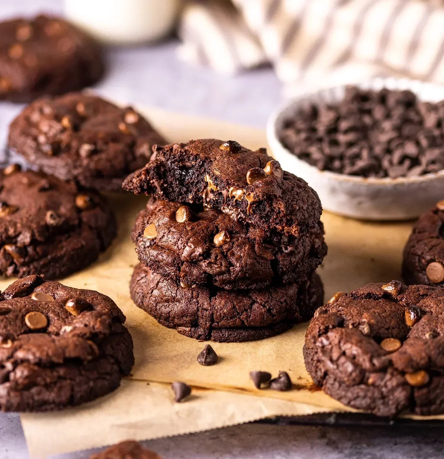 Mint Double Chocolate Chip Cookies