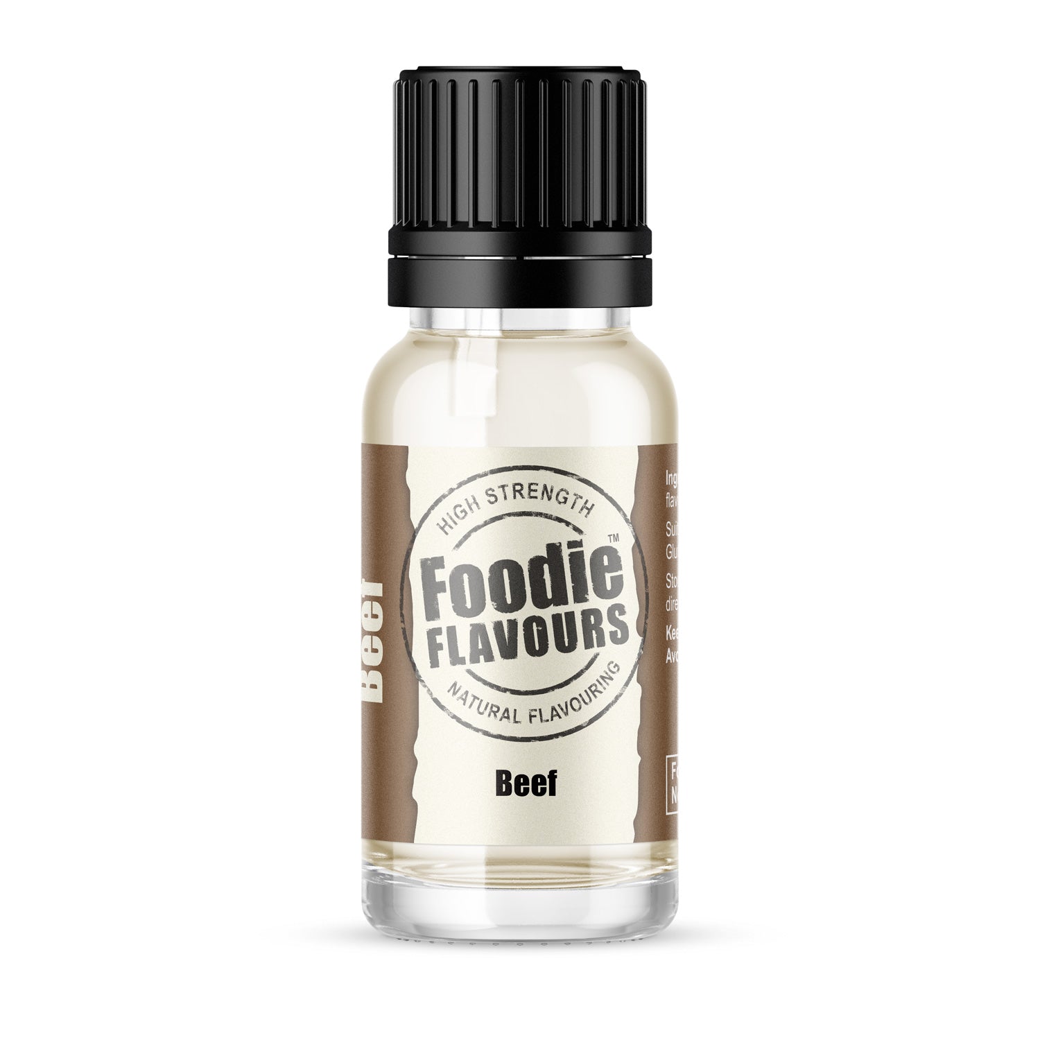 Beef Natural Flavouring, Vegan, High Strength, Foodie Flavours 15ml Glass bottle