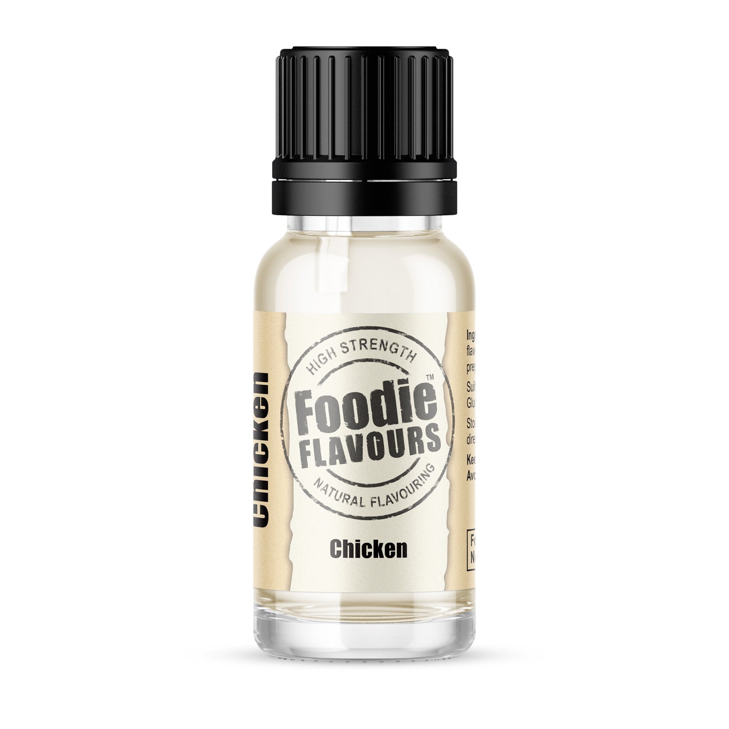 Chicken Natural Flavouring, Vegan, High Strength, Foodie Flavours 15ml Glass bottle