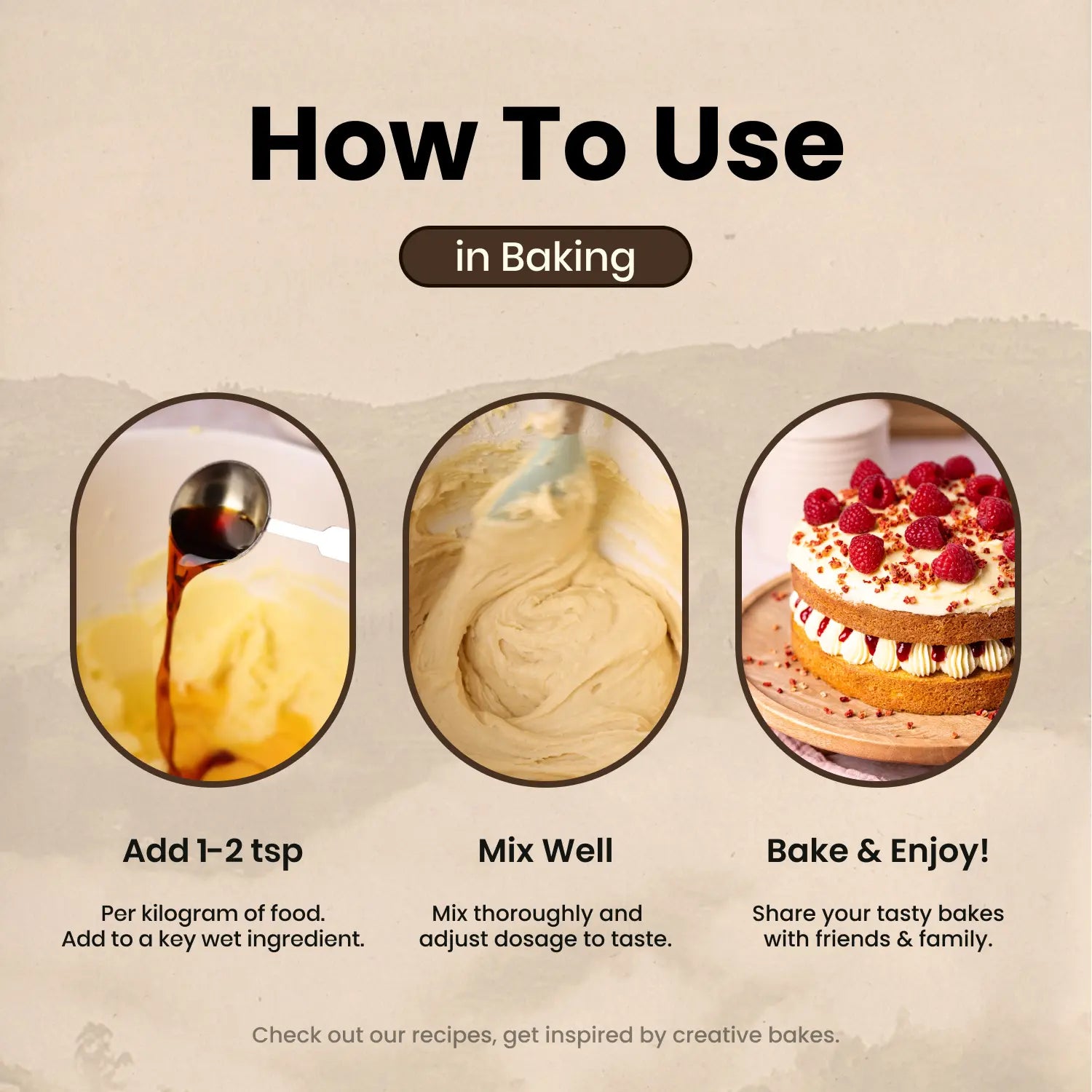 How to use vanilla extract: add 1-2tsp, mix well, bake and enjoy.