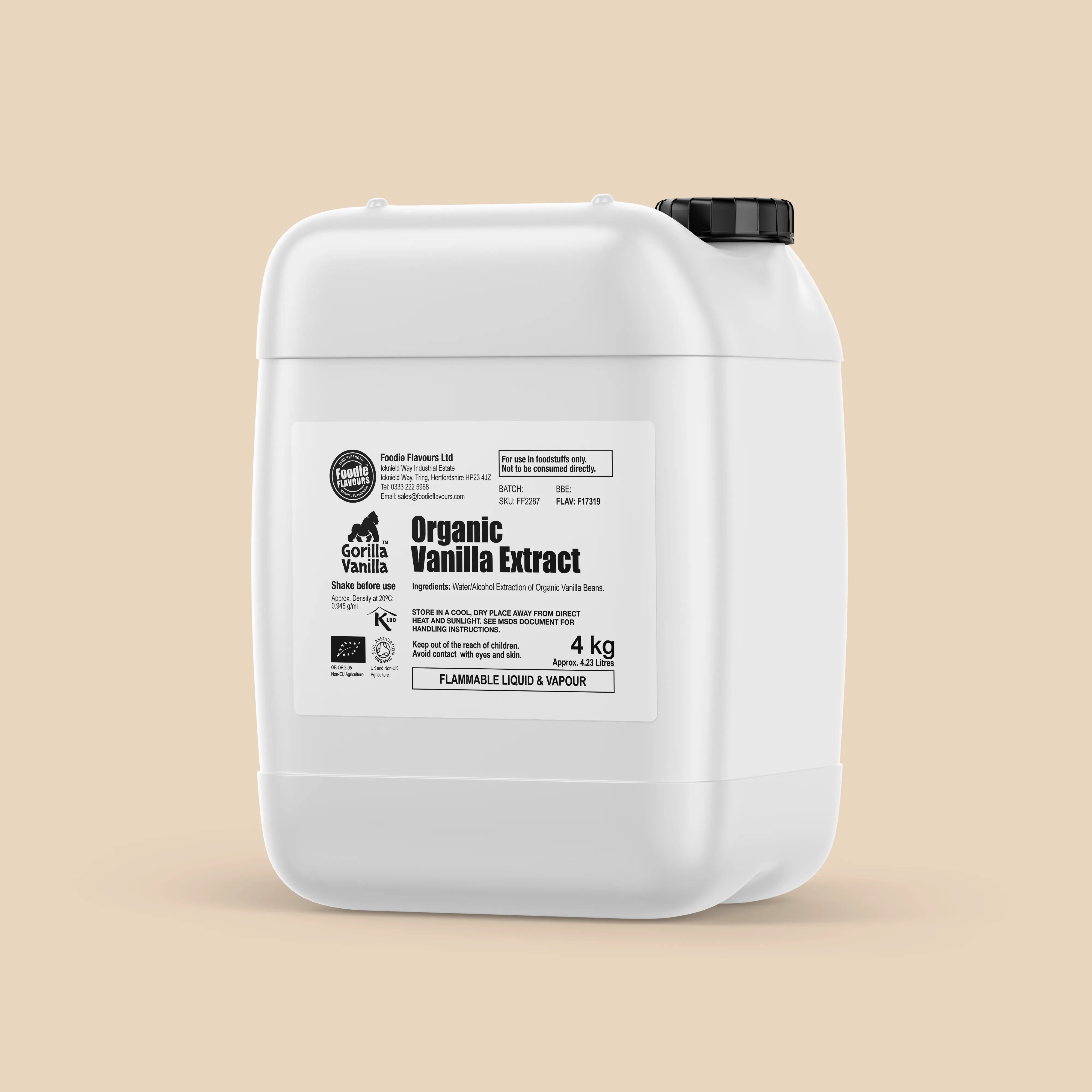 4kg jerrycan of Gorilla Vanilla, Organic Vanilla Extract