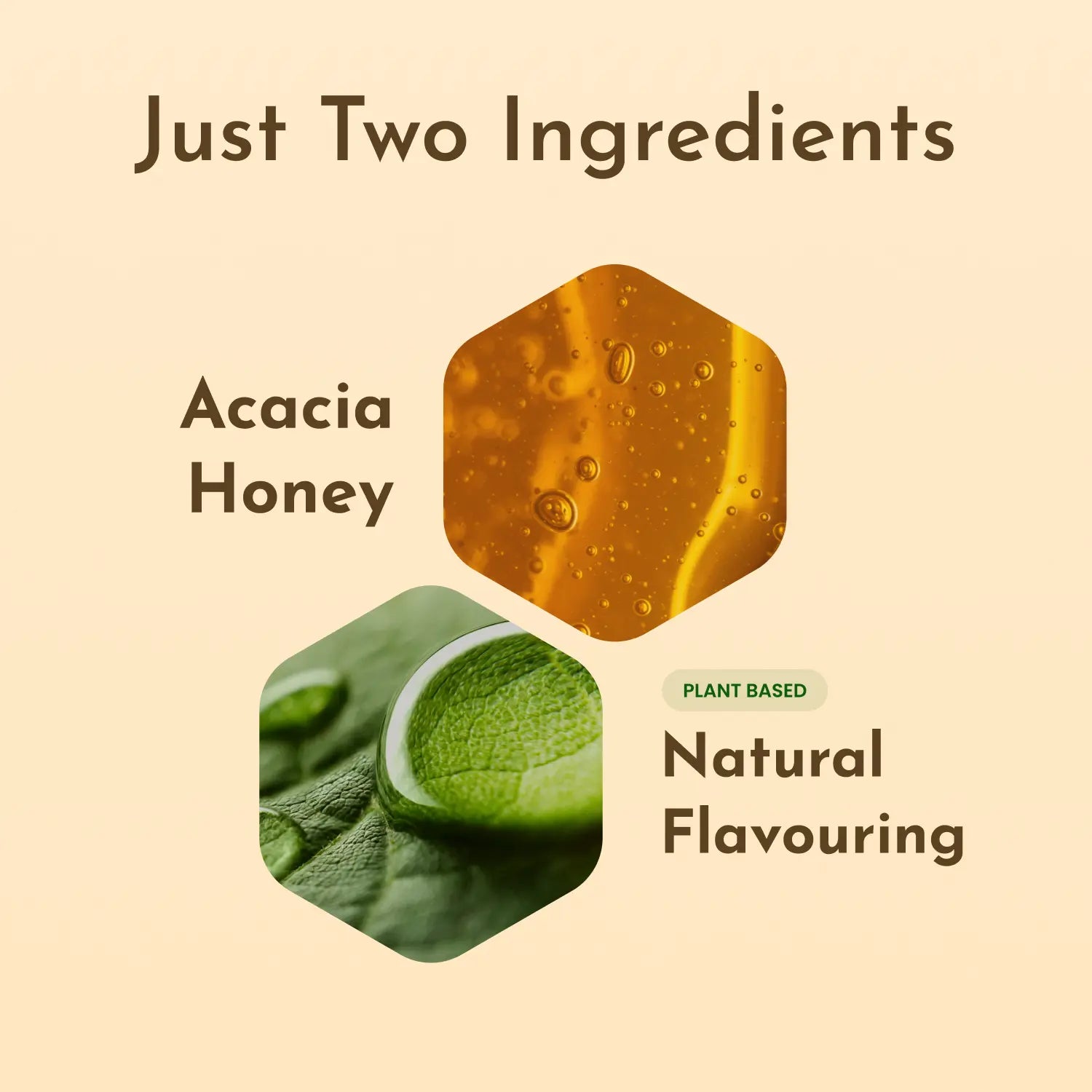 Huni just two ingredients, acacia honey and plant based natural flavouring