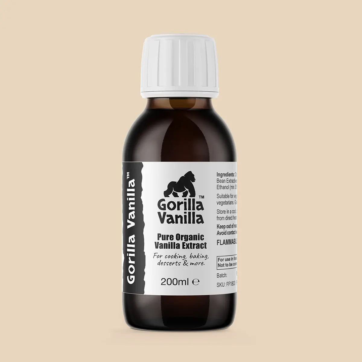 200ml bottle Gorilla Vanilla, organic vanilla extract