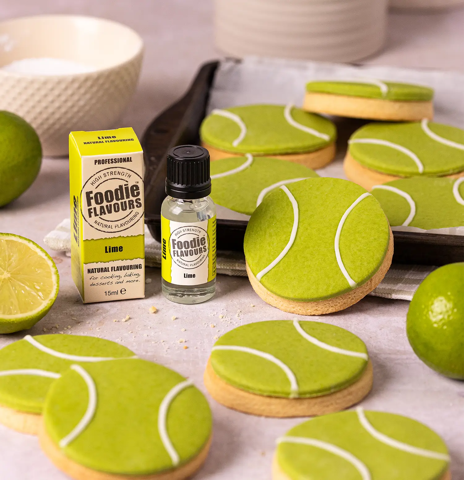 Lime Tennis Ball Biscuits