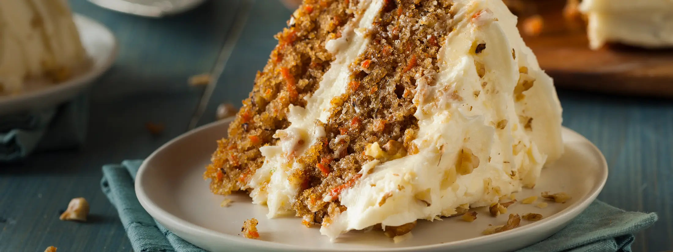 Hearty homemade carrot cake with layers of buttercream.