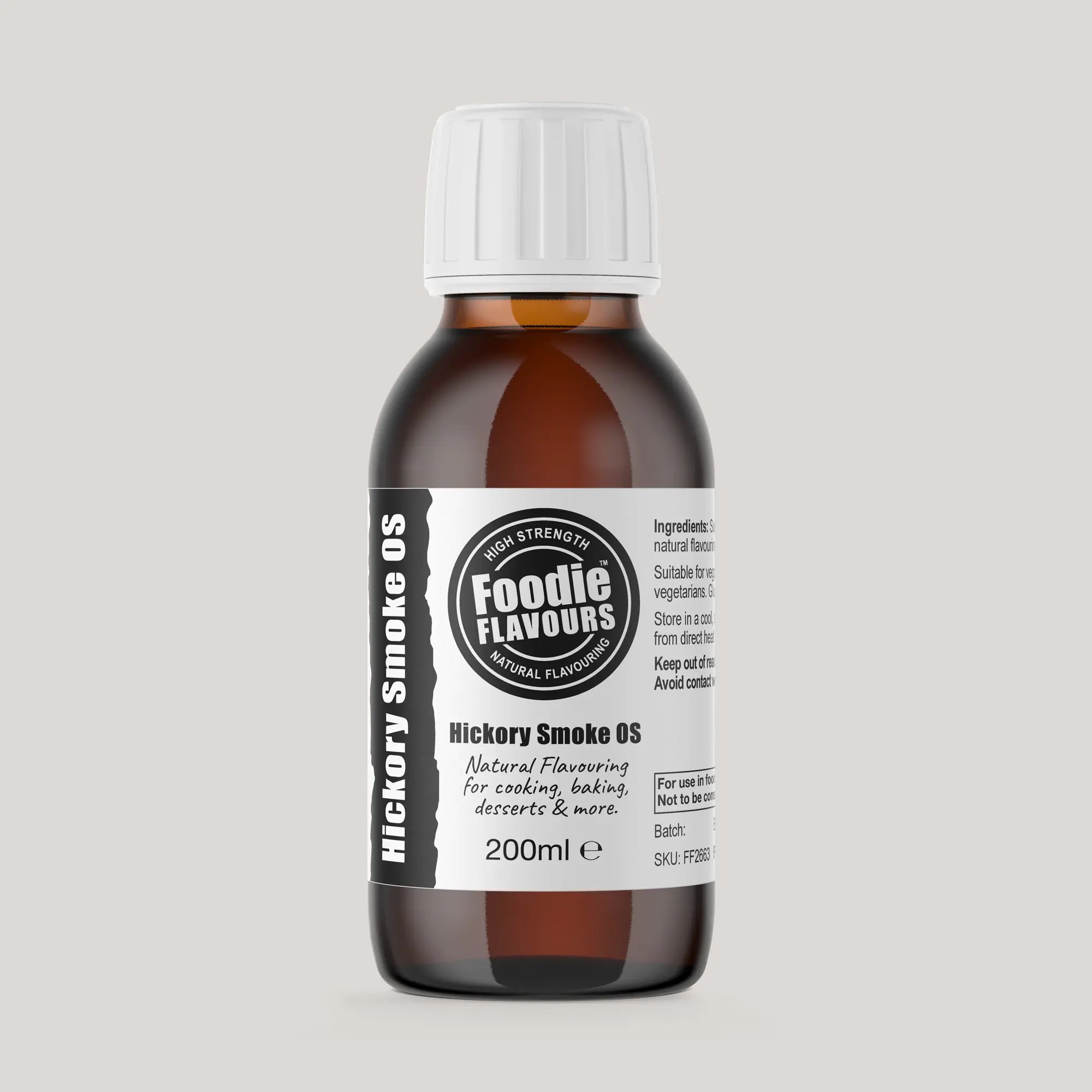 200ml Bottle of Foodie Flavours Hickory Smoke natural flavouring