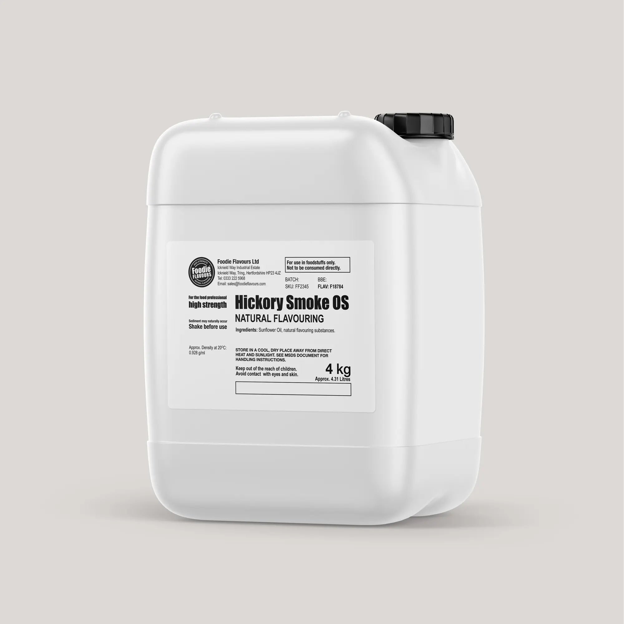 4kg drum of Foodie Flavours Hickory Smoke natural flavouring