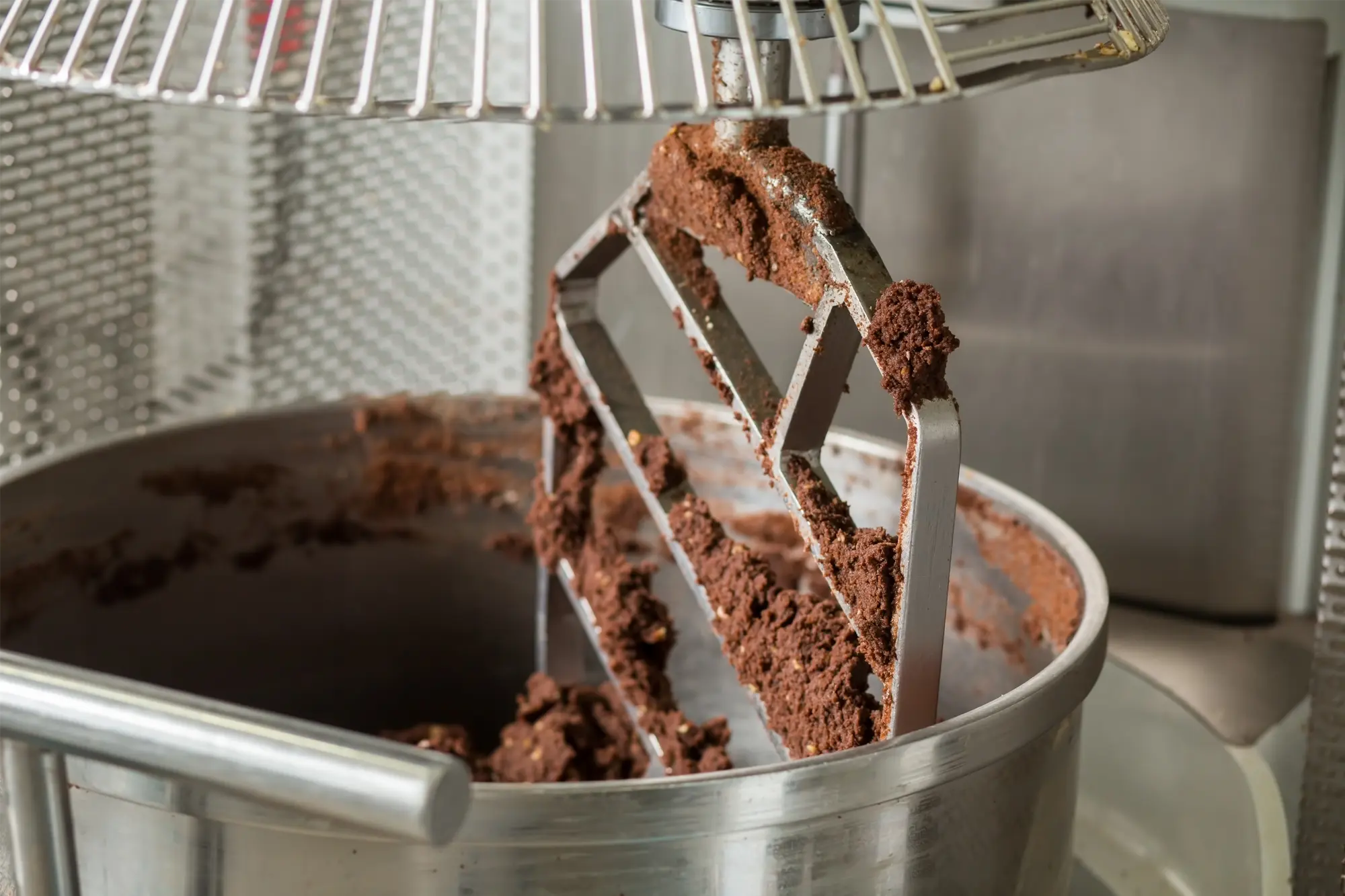industrial food mixer, biscuit mix with powdered chocolate flavouring