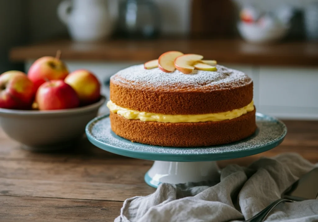 Apple and custard cake