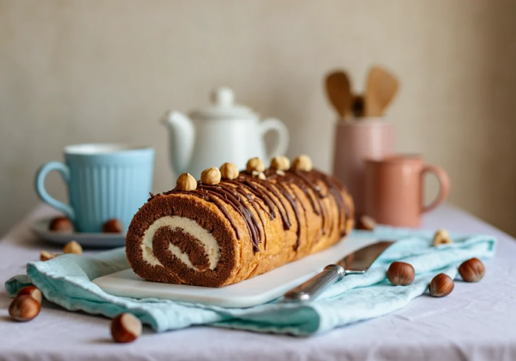 Chocolate hazelnut Swiss roll